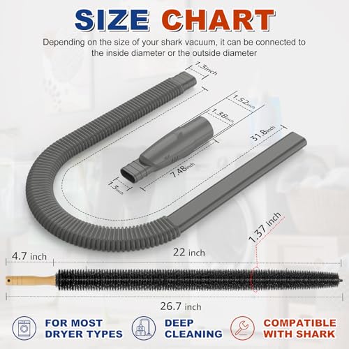 Sealegend Dryer Lint Vacuum Attachment Kit for Shark NV350 NV360 NV500