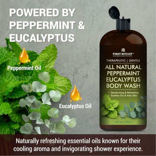 First Botany Natural Body Wash Peppermint Eucalyptus 16 fl oz - Fights Odor & Skin Issues