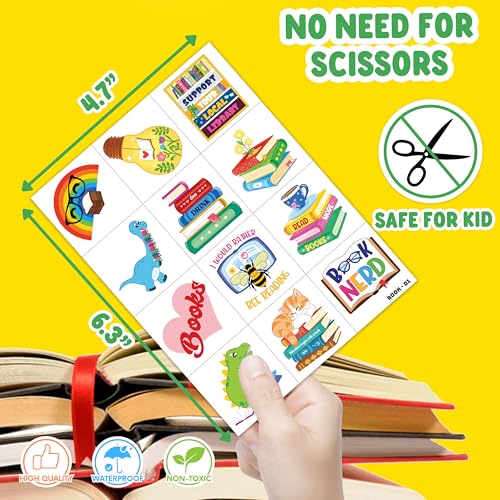 120 PCS Reading Themed Temporary Tattoos for Kids - 91TATTOOS, 120 PCS Book Tattoos