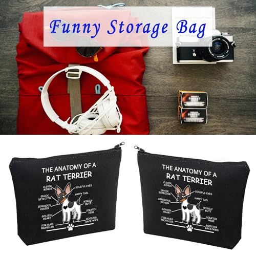 Rat Terrier Anatomy Cosmetic Bag - Funny Dog Lover Travel Toiletry Pouch