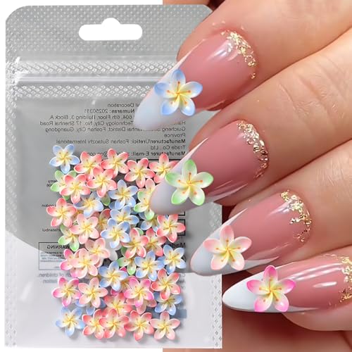 50 Pcs Flower Nail Art Charms - 3D Colorful Floral Rhinestones