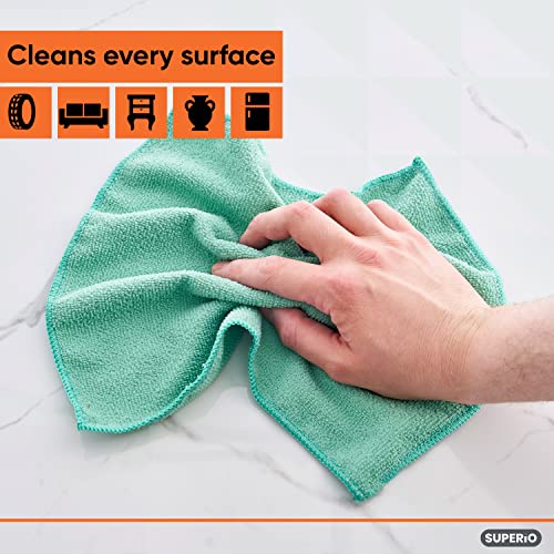 Superio Microfiber Cleaning Cloths, 16-Inch All-Purpose Towels, 4-Pack