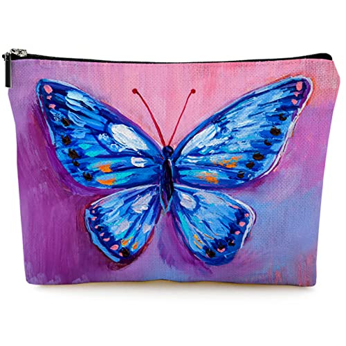 Butterfly Makeup Bag - Cute Canvas Cosmetic Bag for Travel