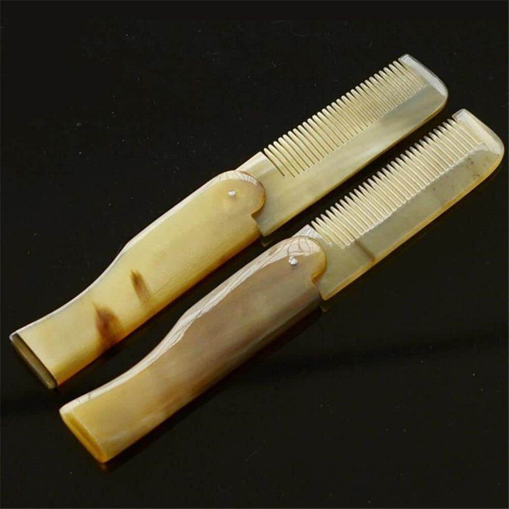 2Pcs Brown Yak Horn Comb Foldable Yak Horn Comb Pockets Clip Moustache Beard Styling Tool Portable Hairdressing Hair Hair Care Tools, Hair Brushes, Styling Tools and Appliances