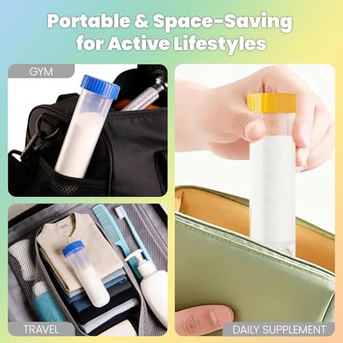 Undeuxall Reusable Protein Powder Travel Container Set with Leakproof Bottles