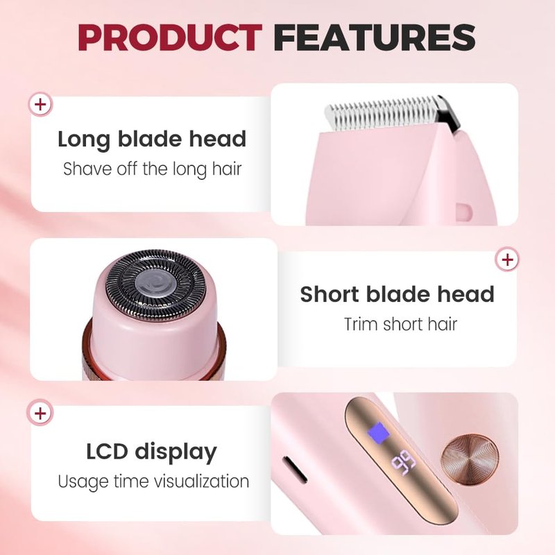 Dual-Headed Electric Trimmer for Women Face & Body, 2026 New 2 in 1 Painless Body Hair Remover & Facial Hair Trimmer, Wet & Dry Womens Electric Razor for Women Arms Legs Face Underarm (Blue)
