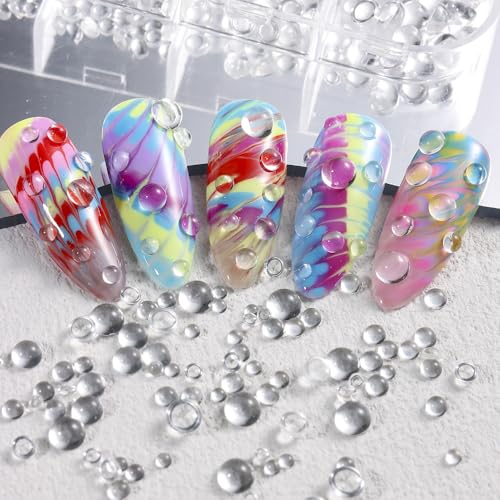 Clear Bubble Beads for Nail Art - 12 Grids with 6 Sizes