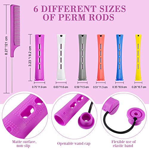 60-Piece Hair Perm Rods Set with Tail Comb - Multi-Size Cold Wave Rollers