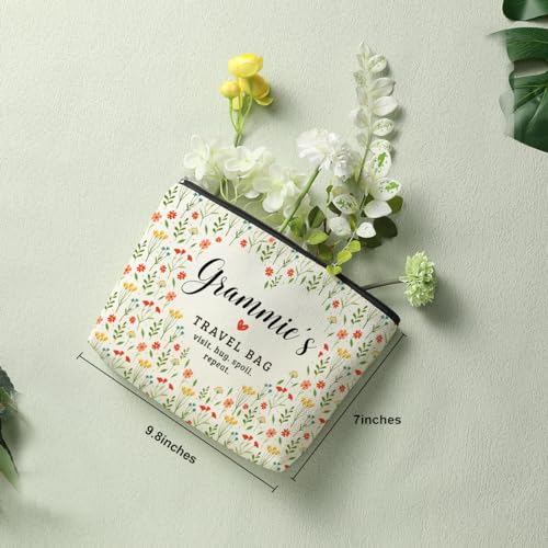 Decohim GrammieTravel Colorful Floral Makeup Bag for Women - Mom Grandma Gift