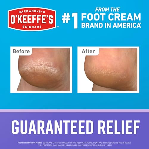 O'Keeffe's Healthy Feet Night Treatment Foot Cream, 7 oz - Intense Moisturizer for Cracked Dry Feet
