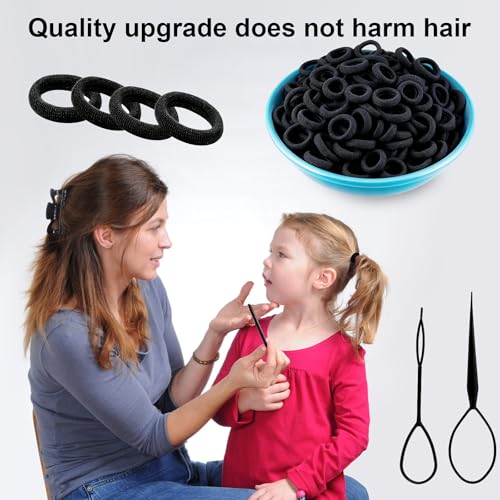 Black Baby Hair Ties 420 Pcs Soft No Damage Elastic Hair Bands for Toddlers