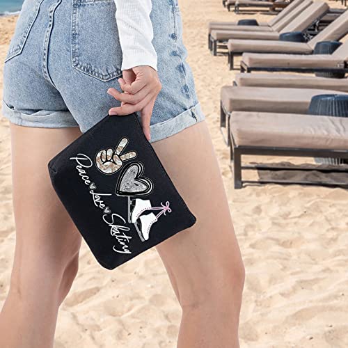 WZMPA Peace Skating Ice Skating Makeup Bag Figure Skating Gift with Zipper - Inspired by Peace Love Skating