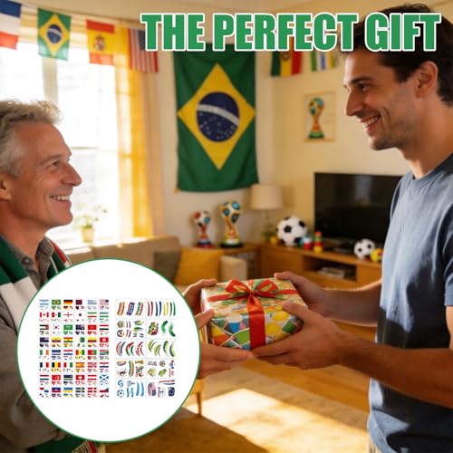 World Cup 2026 Soccer Tattoos, 10 Sheets Oil Painting Style£¬48sheets Temporary Tattoos Country Flag Face Stickers Waterproof National Flag Tattoos,Suitable for fans of all ages a total of 58 pieces