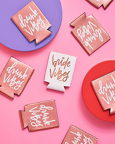 Bride Vibes Can Cooler Set - 10 Pack, White & Rose Gold