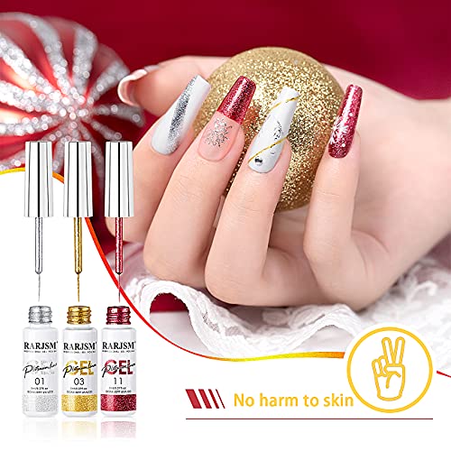RARJSM Platinum Metallic Gel Nail Polish Set - 6 Colors, 8ml
