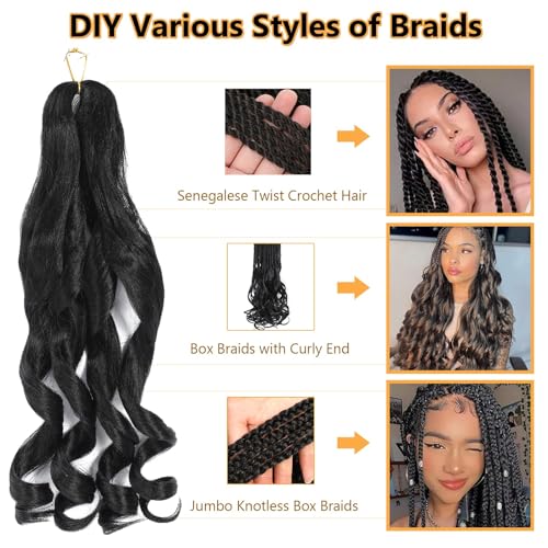 12 Inch French Curl Braiding Hair - 8 Packs Synthetic Loose Wavy 1B