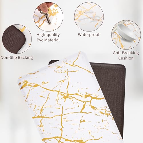 UKISS Anti-Fatigue Kitchen Mat - Waterproof Non-Slip Comfort Rug (White, 17.3 x 28 inches)