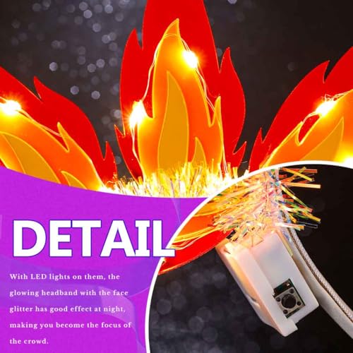 DRESBE LED Fire Flame Headband - Light Up Hair Accessory for Rave Parties