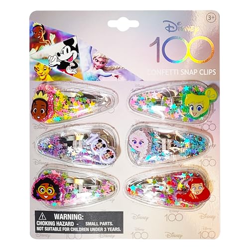 Disney 100 Hair Clips for Girls | 6pc Magical Confetti Set
