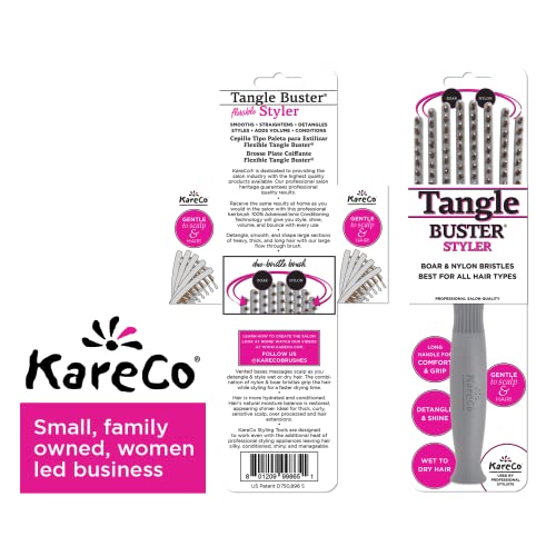 KareCo Premium Tangle Buster Hair Brush Gray - Travel Detangler for All Hair Types
