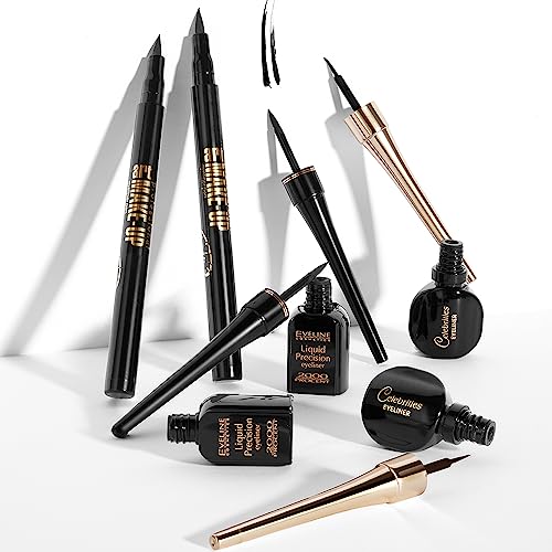 Eveline Celebrities Black Waterproof Eyeliner - Smudge-Proof, Long-Lasting Makeup
