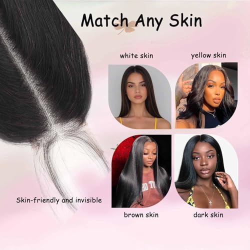 FancyCow 2x6 HD Straight Lace Closure, 10 Inch Brazilian Virgin Human Hair