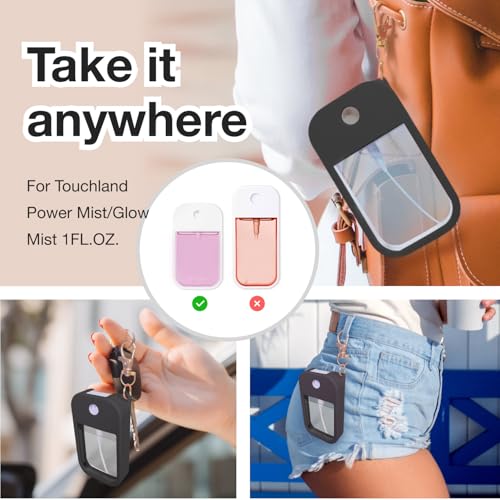 MILASONUS 9-Pack Silicone Hand Sanitizer Spray Cases with Keychain for Touchland Power Mist (1 fl oz, 30 mL) - G1-9 Colors
