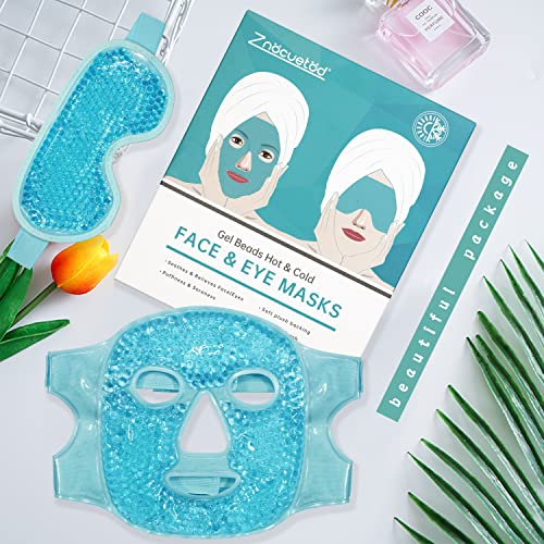 ZNÖCUETÖD Blue Cooling Mask Ice Pack for Face & Eyes - Hot/Cold Compress