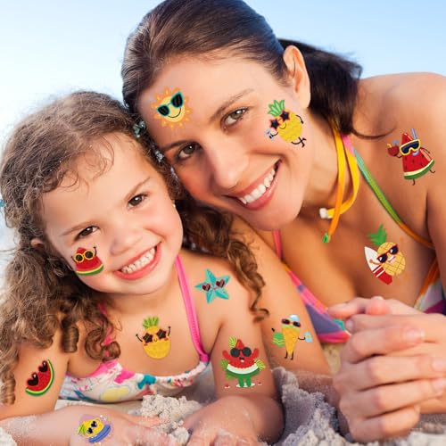 240 Pcs Summer Fruit Temporary Tattoos for Kids - 60 Designs