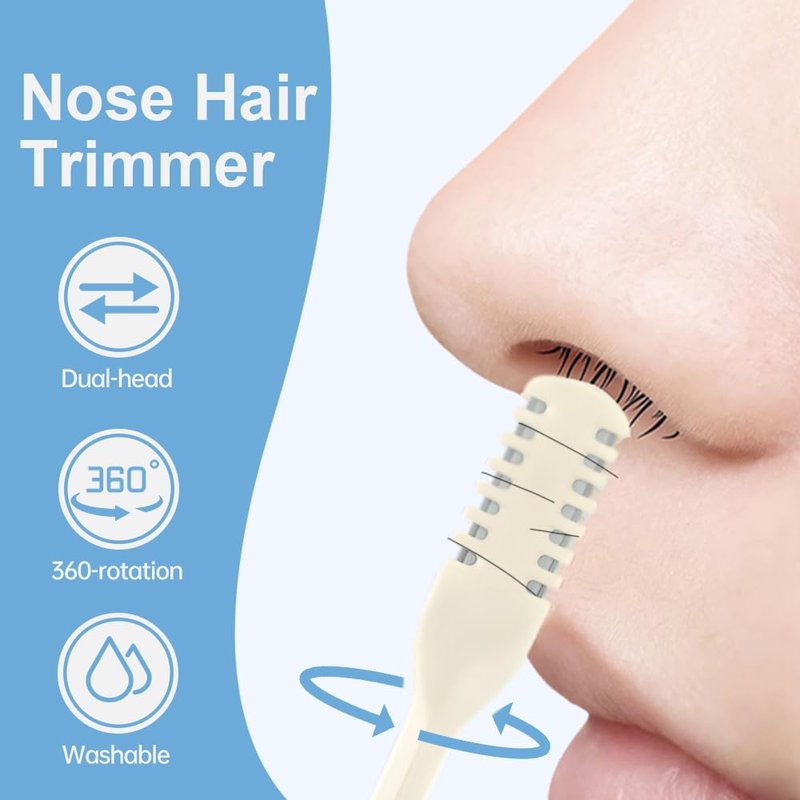 Medech 3PC Nasal Hair Cutter Portable Travel Essentials for Men Women,2026 Nostril Hair Removal Tools Double Sided Indoor Outdoor,360° Rotating Manual Nose Hair Trimmer Christmas (Apricot, 3PC)