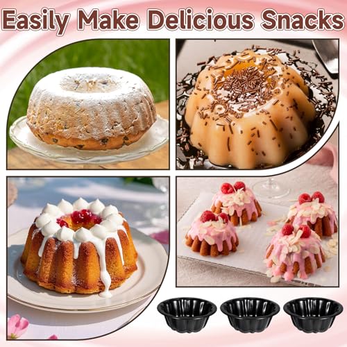 Vin Beauty 10Pcs Mini Fluted Tube Cake Pan Set - 4 Inch Nonstick