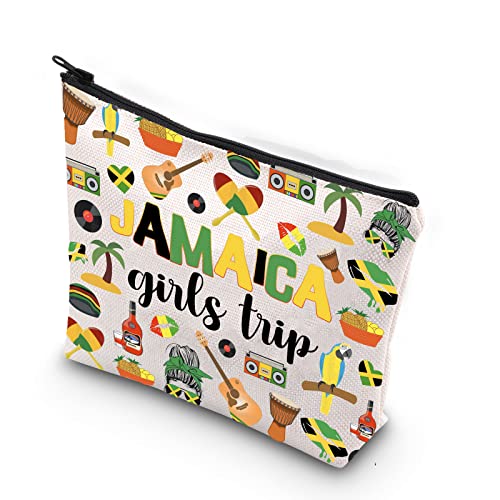 Jamaica Girls Trip Cosmetic Bag - Canvas Travel Makeup Zipper Pouch