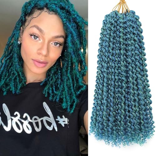 Ahrencan Passion Twist Hair 14 Inch - Mixed Blue/Green, 7 Packs