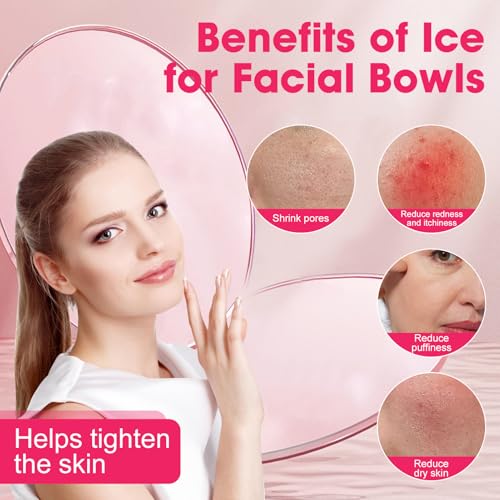 Amoner U Rose Face Ice Bowl with Built-in Ice Tray, Collapsible Silicone Facial Bath for Travel & Home Use