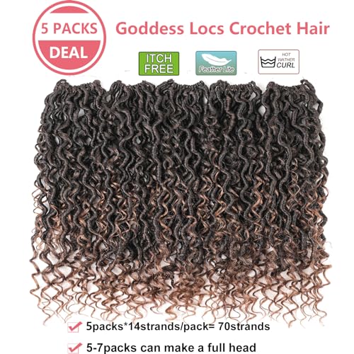 Ahrencan 14 Inch Boho Goddess Locs Crochet Hair - 5 Packs, T1B/30#