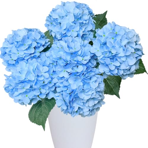 6PCS Premium Blue Silk Hydrangea Artificial Flower Bouquets