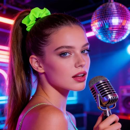 Neon Hair Scrunchies Set - 4 Vibrant Colors for 80s Party