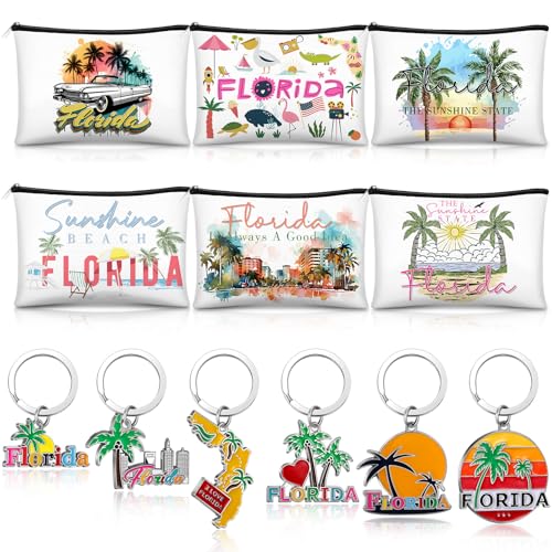 Florida Souvenirs Gift Set with Cosmetic Bags & Keychains - Landical 6 Pieces