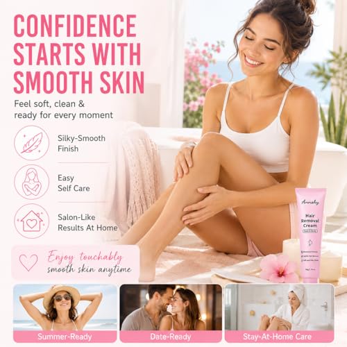 Hair Removal Cream for Women, Face & Body Hair Remover Depilatory Cream with Spatula, Botanical Formula for Legs, Arms, Underarms, Bikini Line, Upper Lip & Chin, Soft Silky Finish