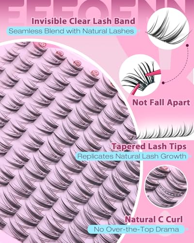 Eefofnn Wispy Lash Clusters Kit - Natural & Comfortable Eyelash Extensions