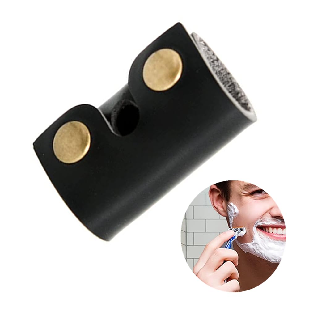 Selxran Leather Safety Razor Cover Travel Case, 2 Pcs Double Edge Razor Head Protecting Sheath, Safety Razor Blade Guard, Shaving Travel Cover Leather Cover Fits Most Safety Razors (Black)