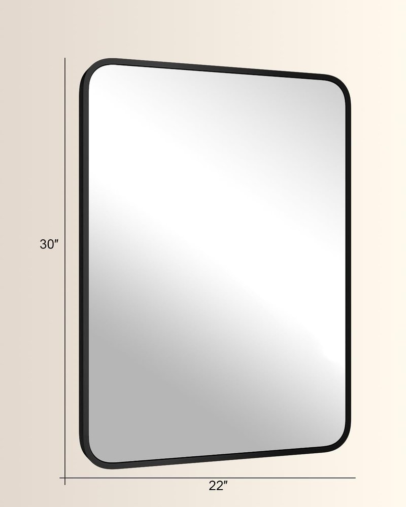 NBGV 22" x 30" Bathroom Mirror Black Bathroom Mirrors for Over Sink Modern Bathroom Vanity Mirror for Bedroom Entryway or Living, Metal Framed HD Tempered Glass Room Horizontal or Vertical