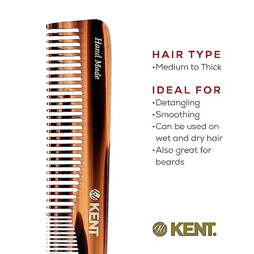 Kent 6T Tortoiseshell 2 Pack Fine & Wide Tooth Handmade Hair & Beard Comb