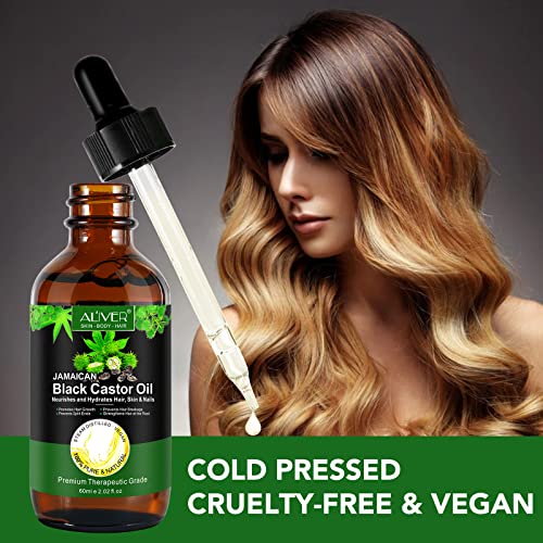 Organic Black Castor Oil for Hair Growth & Moisturizing Skin - 2 Fl Oz