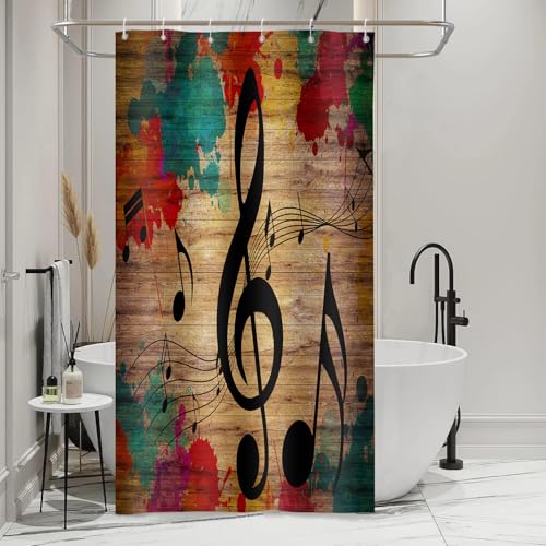 Colorful Musical Notes Shower Curtain - 36x72 Water Repellent Decor