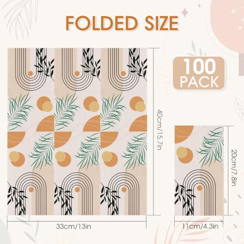 Boho Disposable Paper Hand Towels - 100 Pack, 4.3x7.8"