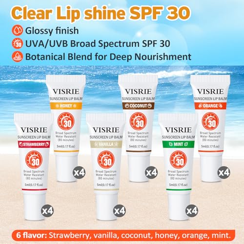 SPF 30 Sunscreen Lip Balm 24 Pack - Moisturizing & Clear Finish