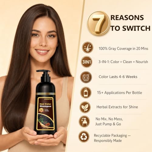 Yocisku Purple Hair Dye Shampoo - 3 in 1, Easy At-Home Color