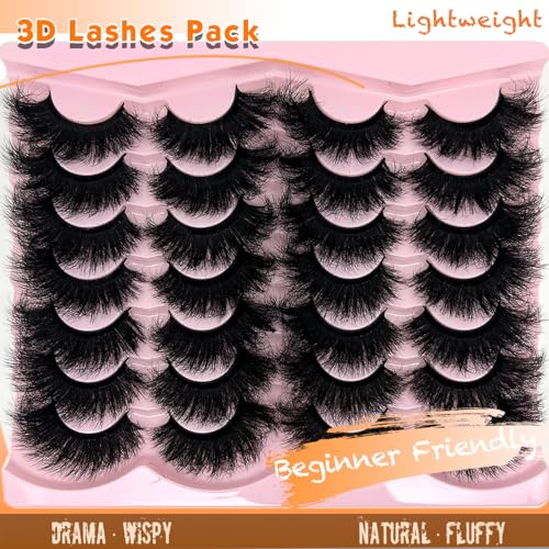 Loladook Fluffy 20mm Thick Faux Mink Strip Lashes - Cat Eye, Dramatic, Reusable