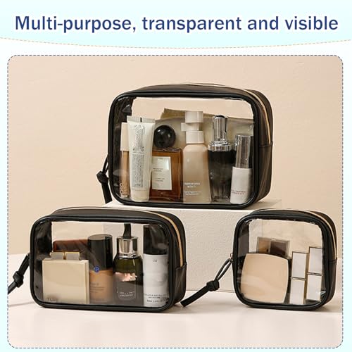 3-Piece Waterproof Travel Makeup Bag Set - Large, Medium, Small